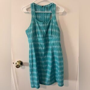 Title Nine Nimblene Trouble Teal Geo Dress Athletic UPF 50 Built in Bra 10